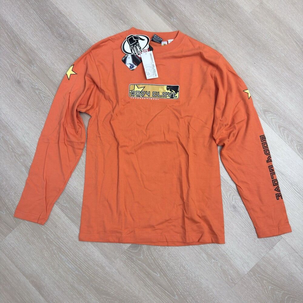NWT Vintage Body Glove T-Shirt Medium Orange Deadstock Surf Wakeboard 90s Y2K